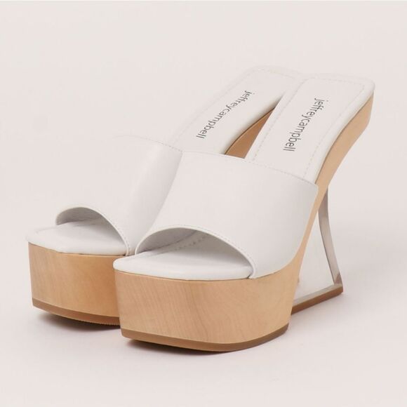 New Jeffrey Campbell Pellucid Platform Sandal white clear unique high heel sz 9 - Picture 1 of 9